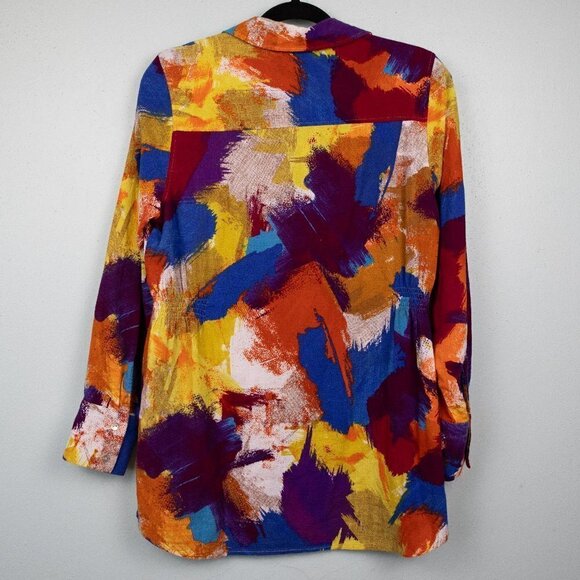 Soft Surroundings multi color button down shirt-M - Picture 5 of 5